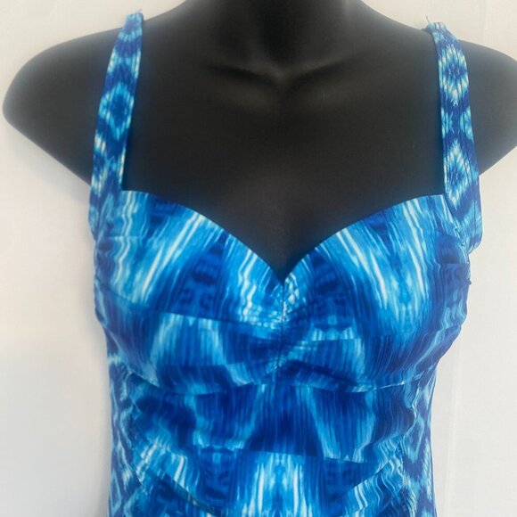 La Blanca Blue Wrap Slimming Swim Tankini Top‎ Women's Size 6 - Picture 3 of 5